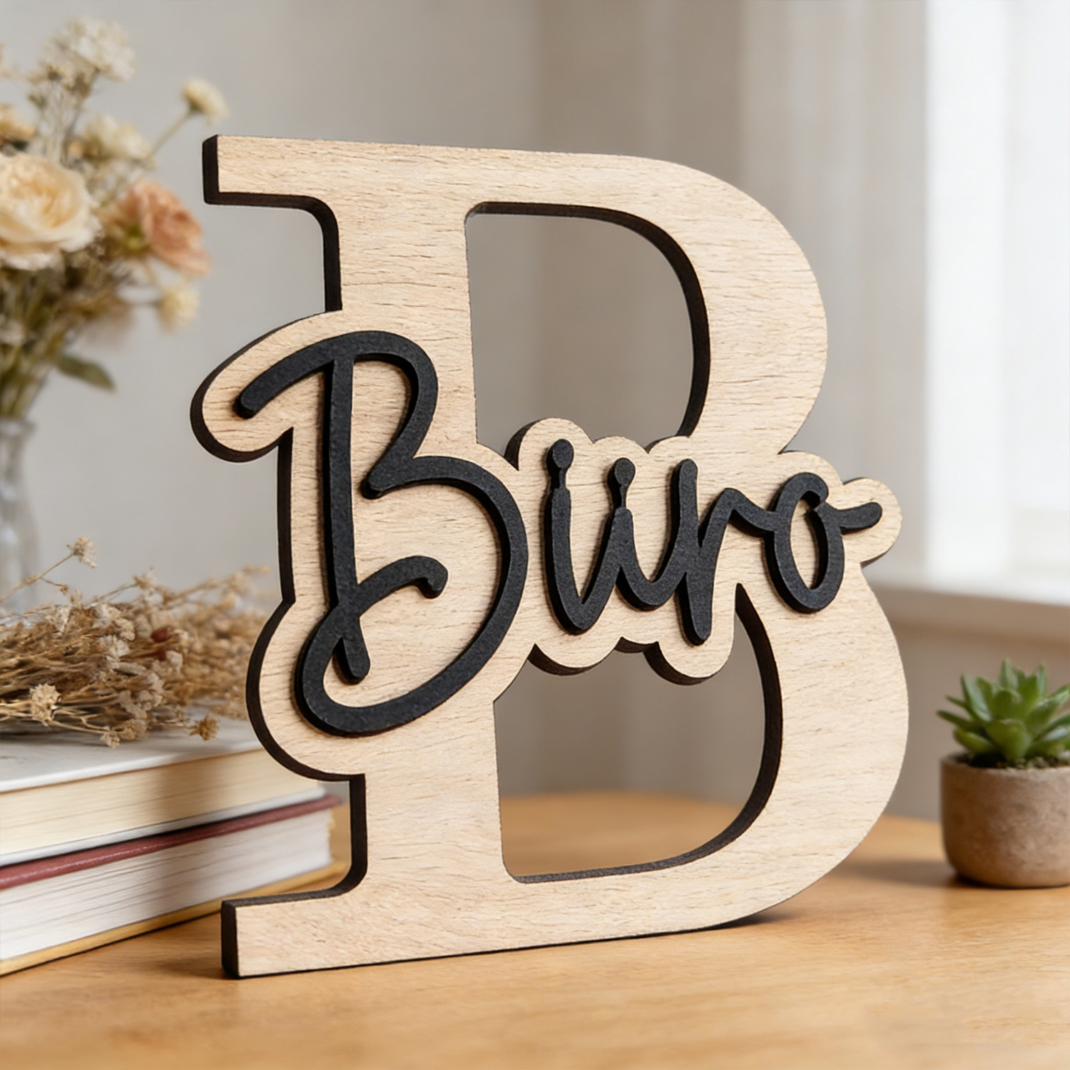 Wooden Letter Sign - 1 plaque de porte en bois