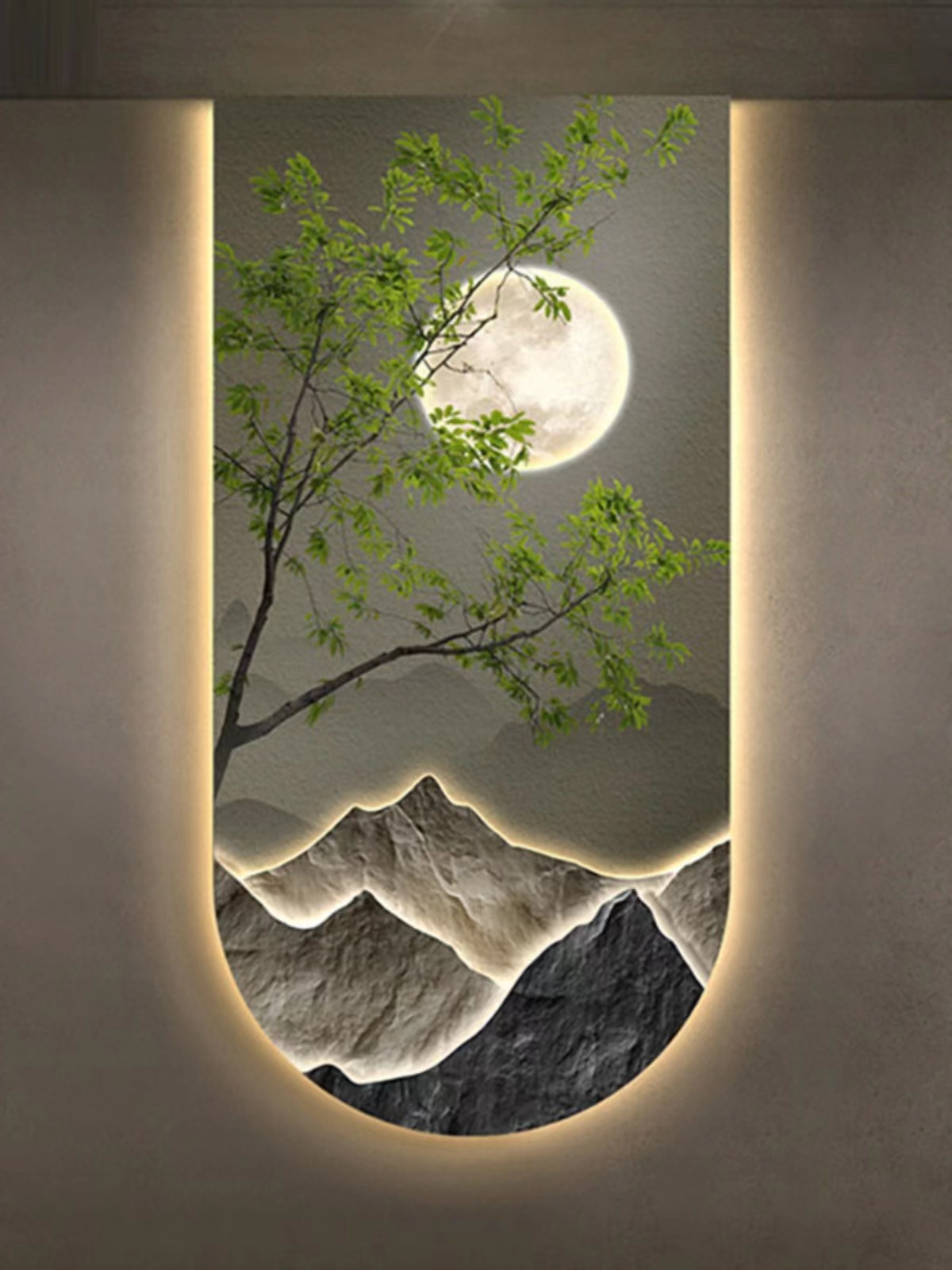 Hanging Moon Lamp - Peintures décoratives suspendues avec lumières, mur