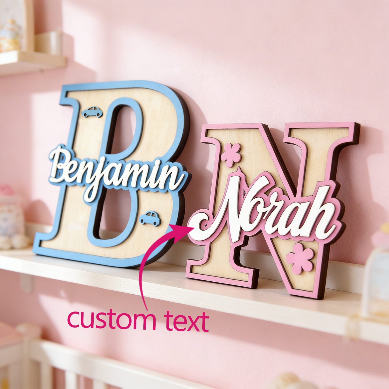 Wooden Letter Sign - 1 plaque de porte en bois