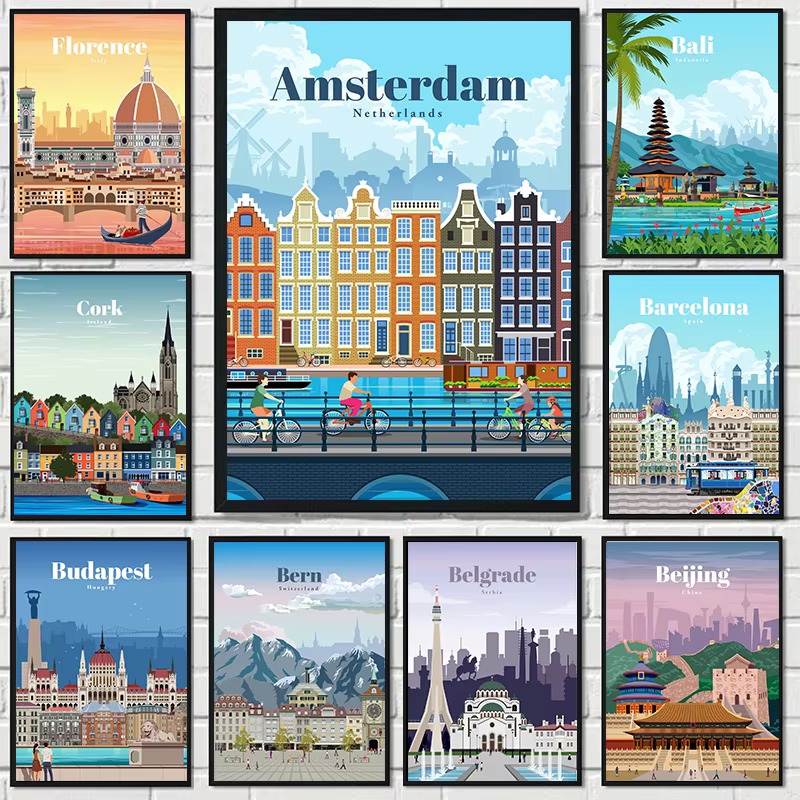 Home Decor Tokyo - Peinture au diamant Amsterdam Tokyo Londres