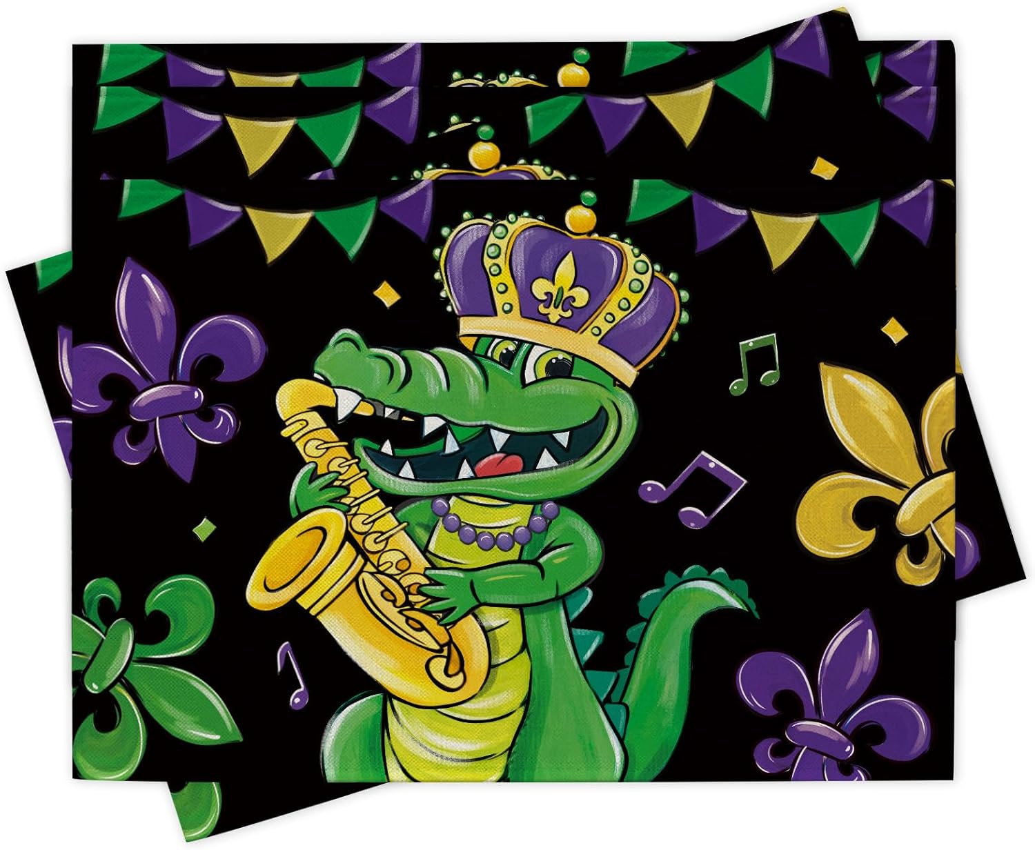 Home Decor New Orleans - Mardi Gras Alligator napperons ensemble de