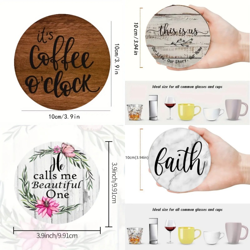 6 sous-verres circulaires en b - Wooden Letter Sign avis et prix