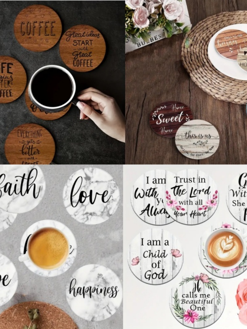 6 sous-verres circulaires en b - Wooden Letter Sign avis et prix