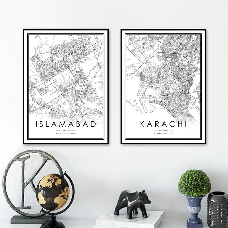 KARACHI – affiche de carte de  - Home Decor Karachi avis et prix