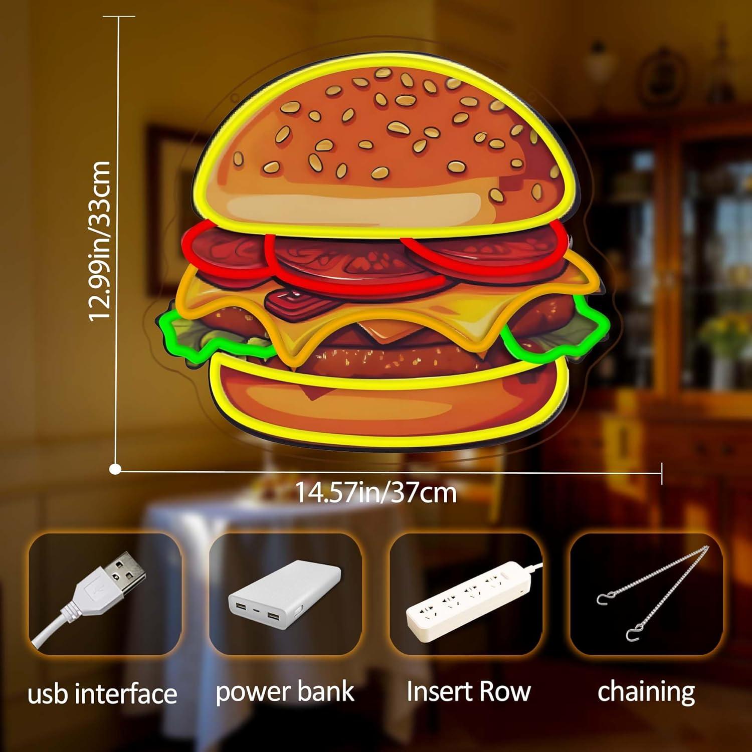 Enseigne néon LED Burger, Lumi - Home Decor Kitchen avis et prix